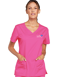 Cherokee® Women's Core Stretch Shaped V-Neck Scrub Top-Pink