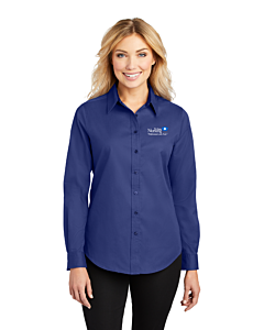 Port Authority® Ladies' Long Sleeve Easy Care Shirt with Tri-State Nursing Logo-Mediterranean Blue