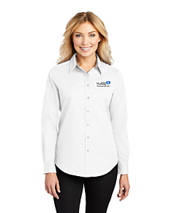 Port Authority® Ladies' Long Sleeve Easy Care Shirt with Tri-State Nursing Logo-White/Light Stone