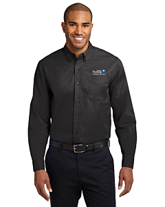 Port Authority® Men's Long Sleeve Easy Care Shirt with Tri-State Nursing Logo-Black/Light Stone
