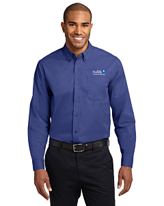 Port Authority® Men's Long Sleeve Easy Care Shirt with Tri-State Nursing Logo-Navy/Light Stone