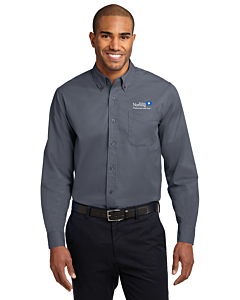 Port Authority® Men's Long Sleeve Easy Care Shirt with Tri-State Nursing Logo-Steel Gray/Light Stone