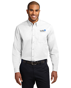 Port Authority® Men's Long Sleeve Easy Care Shirt with Tri-State Nursing Logo-White/Light Stone